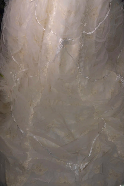 Elegant Ball Gown Strapless White Yellow With Ruffled Tiered Long Quince Dress Quinceanera Dresses Formal Birthday Outfits RB8093