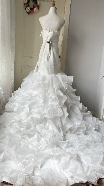 Princess Wedding Dress Mermaid Sweetheart White Tulle With Tiered Layers Bridal Gown RC0447