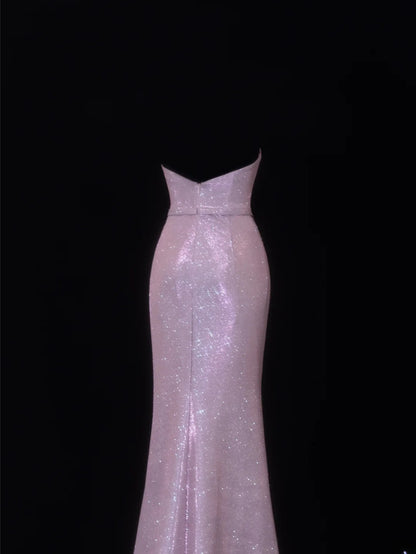 Modest Prom Dress Aesthetic Mermaid Sweetheart Lilac Sequin Style Impress With Pleated Long Party Formal Gown SA074