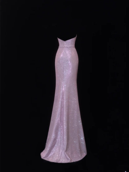 Modest Prom Dress Aesthetic Mermaid Sweetheart Lilac Sequin Style Impress With Pleated Long Party Formal Gown SA074