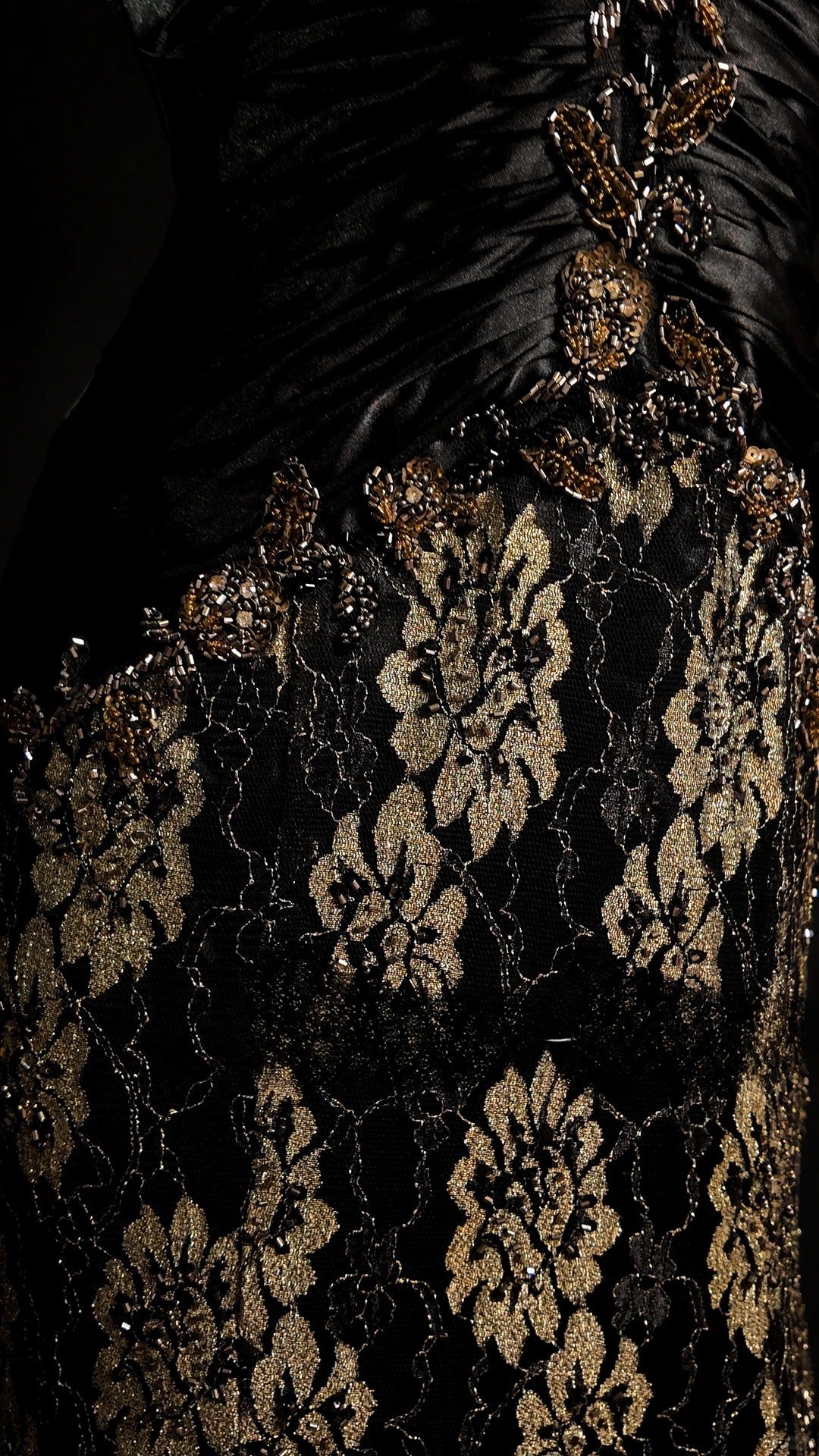 Black Prom Dress Inspo Mermaid Spaghetti Straps Gold Lace Modest Long Formal Party Gown RB9878