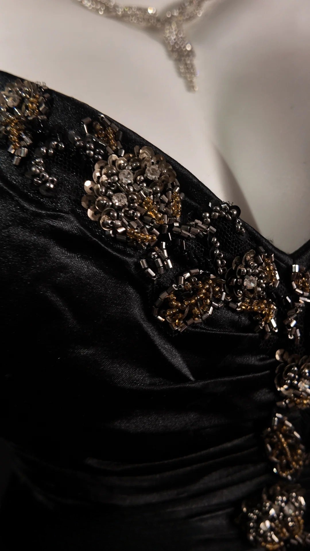Black Prom Dress Inspo Mermaid Spaghetti Straps Gold Lace Modest Long Formal Party Gown RB9878