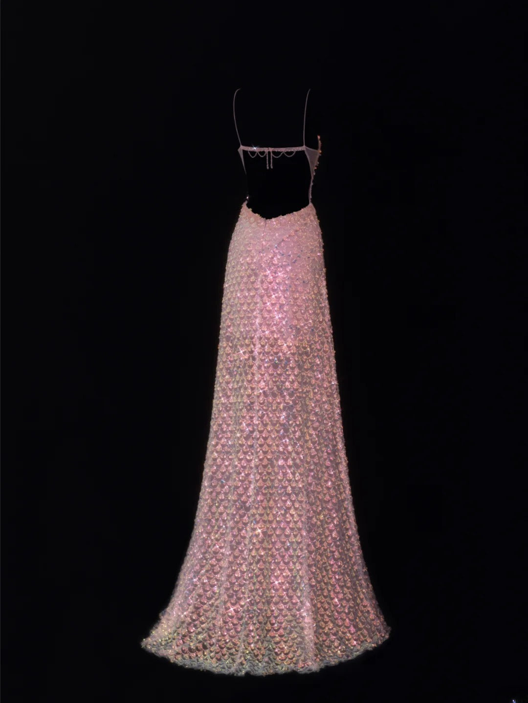 Classy Formal A Line Spaghetti Strap Pink Sequins Style Impress Long Prom Dresses Party Gowns SA076