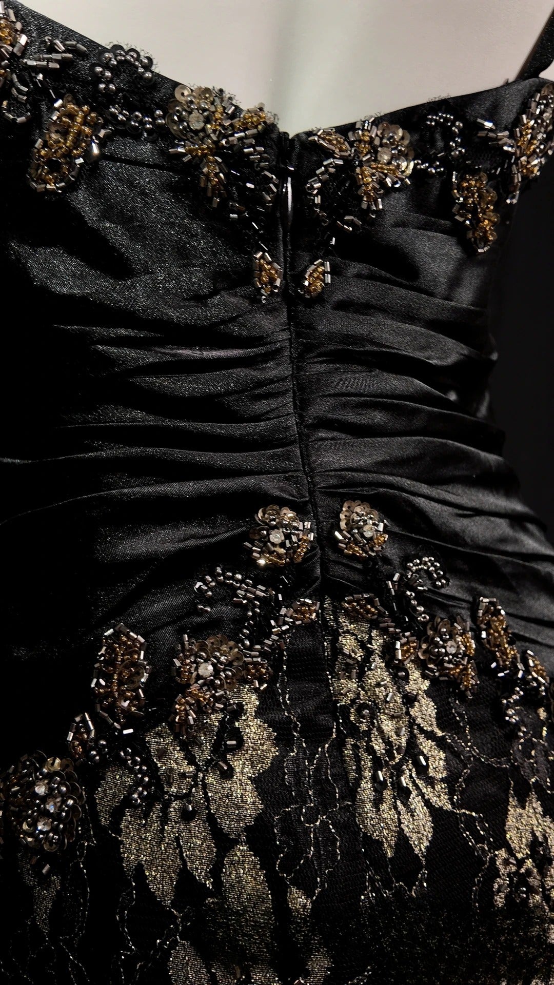 Black Prom Dress Inspo Mermaid Spaghetti Straps Gold Lace Modest Long Formal Party Gown RB9878