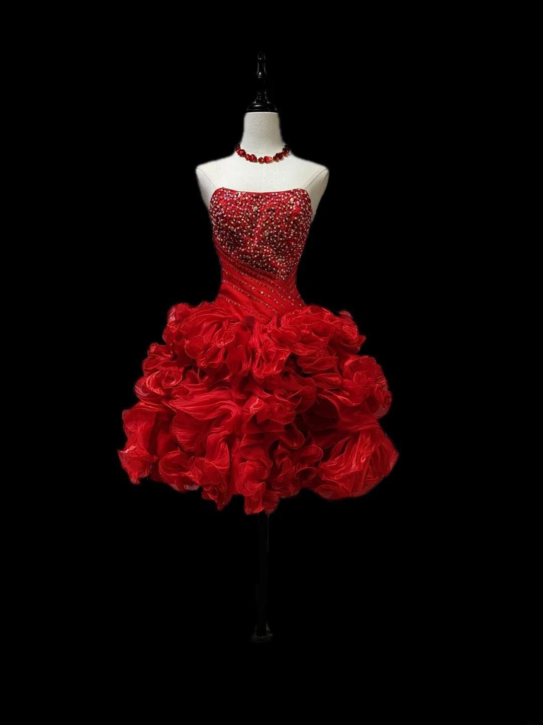 Vintage Ball Gown Strapless Red Tiered Hoco Gowns Short 16th Birthday Dress Homecoming Dresses Cocktail Gown AS065