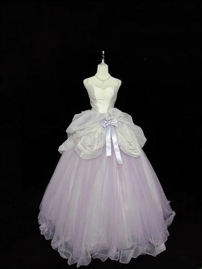 Cute Ball Gown Spaghetti Straps Lilac Tulle With Flowers Quince Dress Voluminous Sweet 16 Sweet Sixteen Outfits Vestido de 15 RB7451
