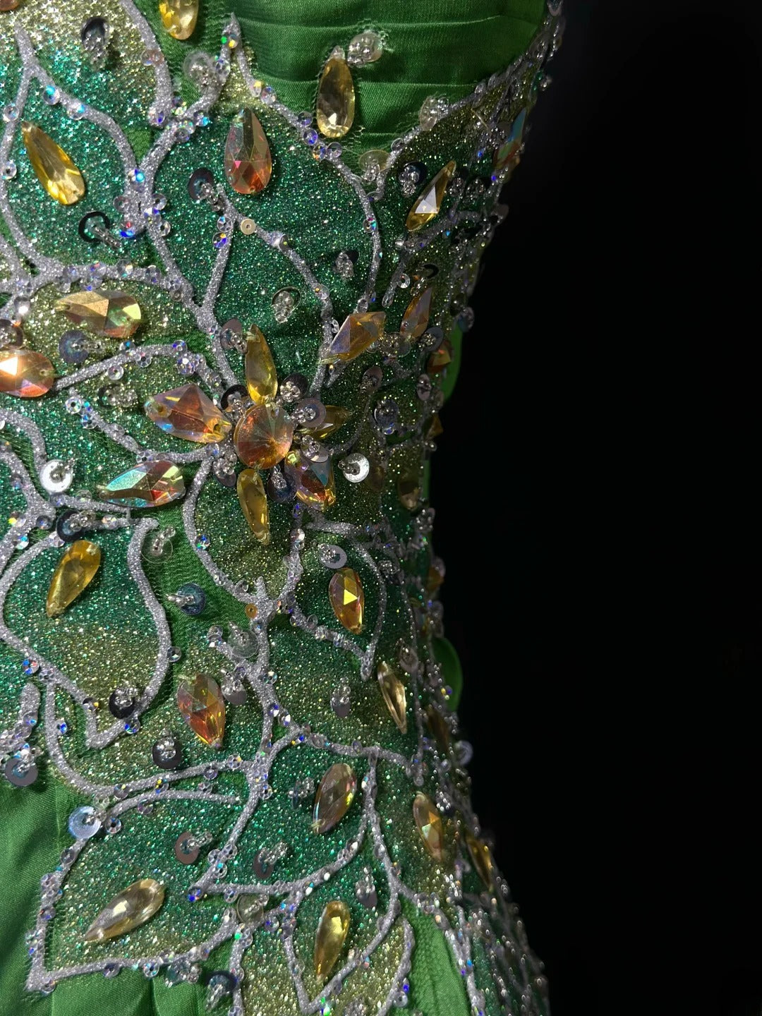 Vintage 80s Prom Dresses A line Spaghetti Strap Green Chiffon With Beading Long Evening Dress Formal Outfits RB5887