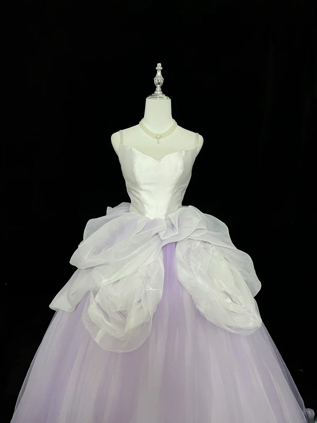Cute Ball Gown Spaghetti Straps Lilac Tulle With Flowers Quince Dress Voluminous Sweet 16 Sweet Sixteen Outfits Vestido de 15 RB7451