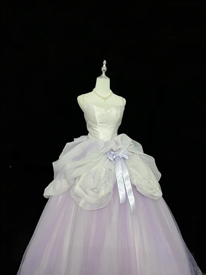 Cute Ball Gown Spaghetti Straps Lilac Tulle With Flowers Quince Dress Voluminous Sweet 16 Sweet Sixteen Outfits Vestido de 15 RB7451
