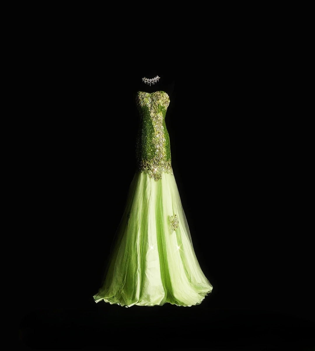 Vintage Mermaid Sweetheart Green Long Prom Dress With Appliqued Formal Dress Party Dresses RB7073