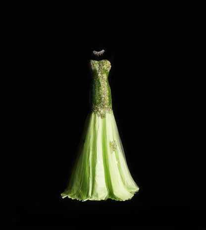 Vintage Mermaid Sweetheart Green Long Prom Dress With Appliqued Formal Dress Party Dresses RB7073