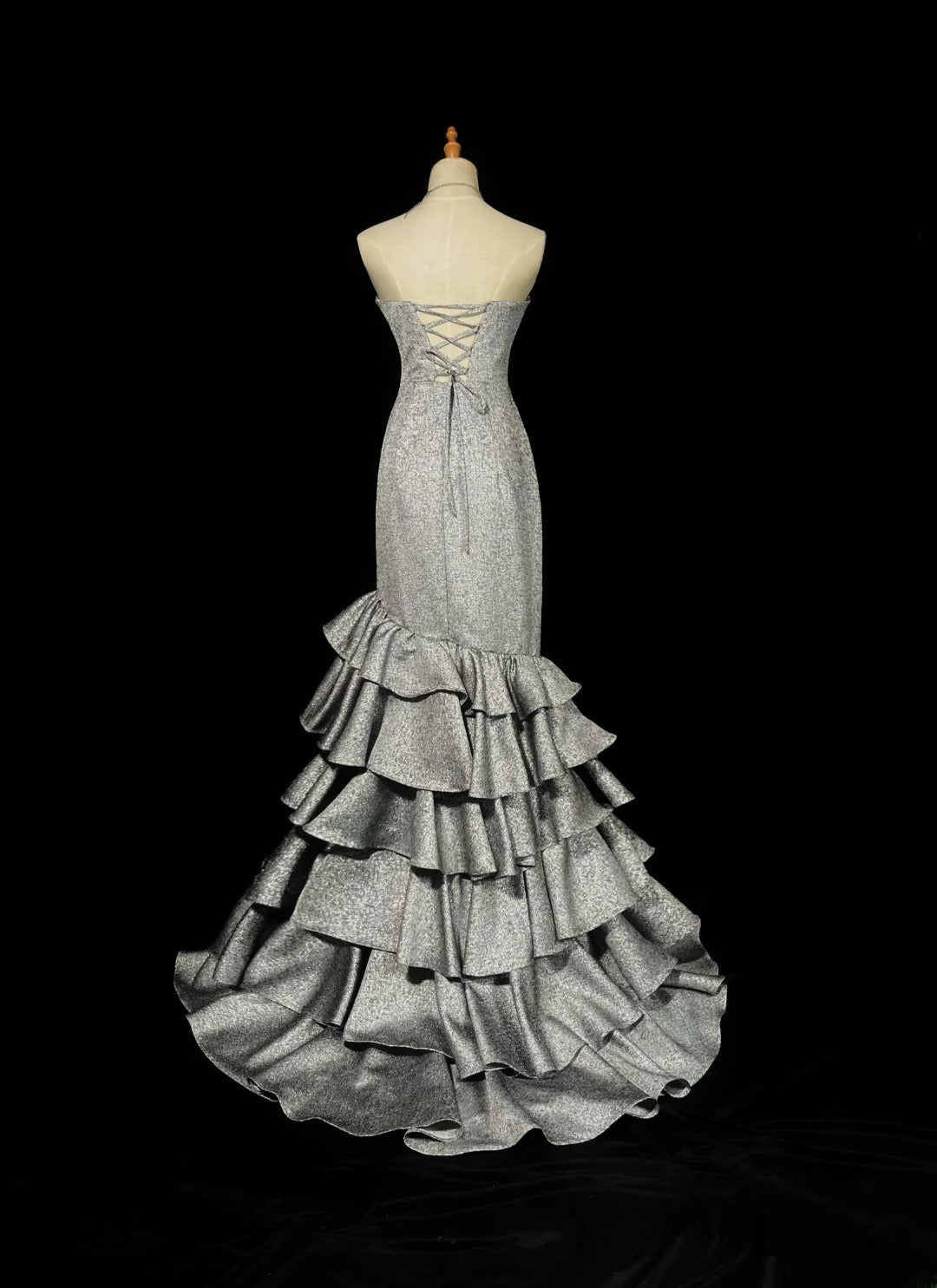 Vintage Prom Dresses Mermaid Sweetheart Grey With Ruffled Long Evening Dress Formal Outfits RB5888