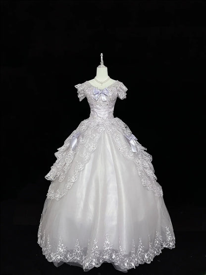 Cute Ball Gown Off The Shoulder Lilac Tulle With Bow Appliques Quince Dress Voluminous Ideas Sweet 16 Quinceanera Dresses Vestido de 15 RB7452