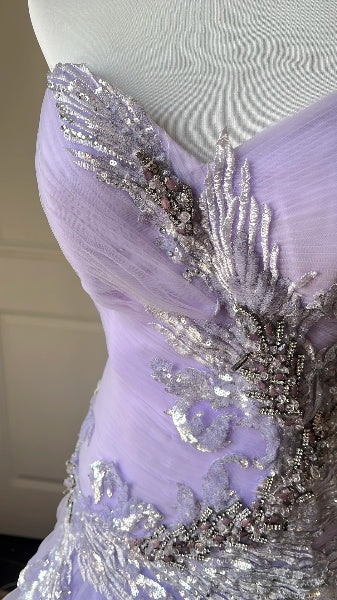 Lilac Prom Dress Long Mermaid Sweetheart With Lace Appliques Formal Party Gown For Women RC0450