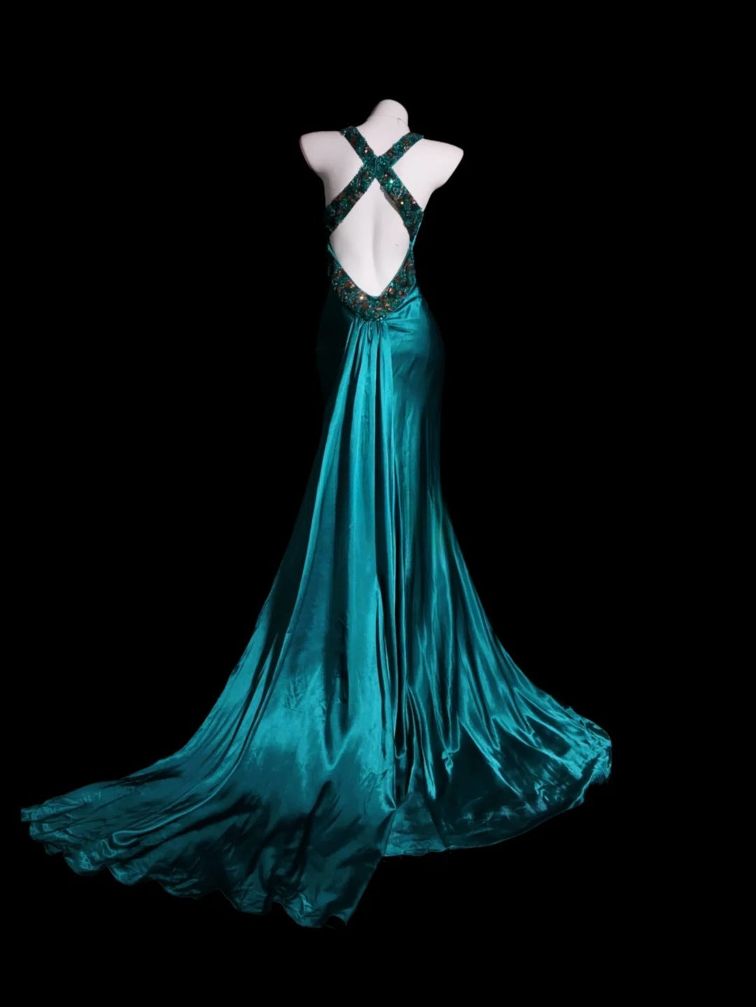 Blue Prom Dress Inspo Mermaid V Neck Satin Backless With Train Modest Long Formal Party Gown RB9883