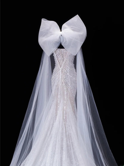Timeless Wedding Gowns Dresses Romantic Mermaid Spaghetti Strap for Bride Tulle With Silver Beadings White Petite/Plus Size Bridal Gown For Women SA082