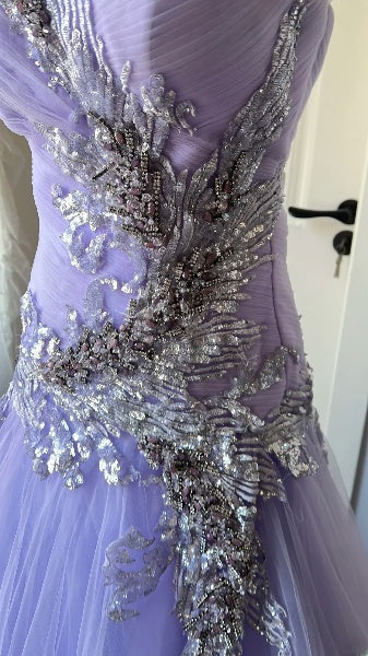 Lilac Prom Dress Long Mermaid Sweetheart With Lace Appliques Formal Party Gown For Women RC0450