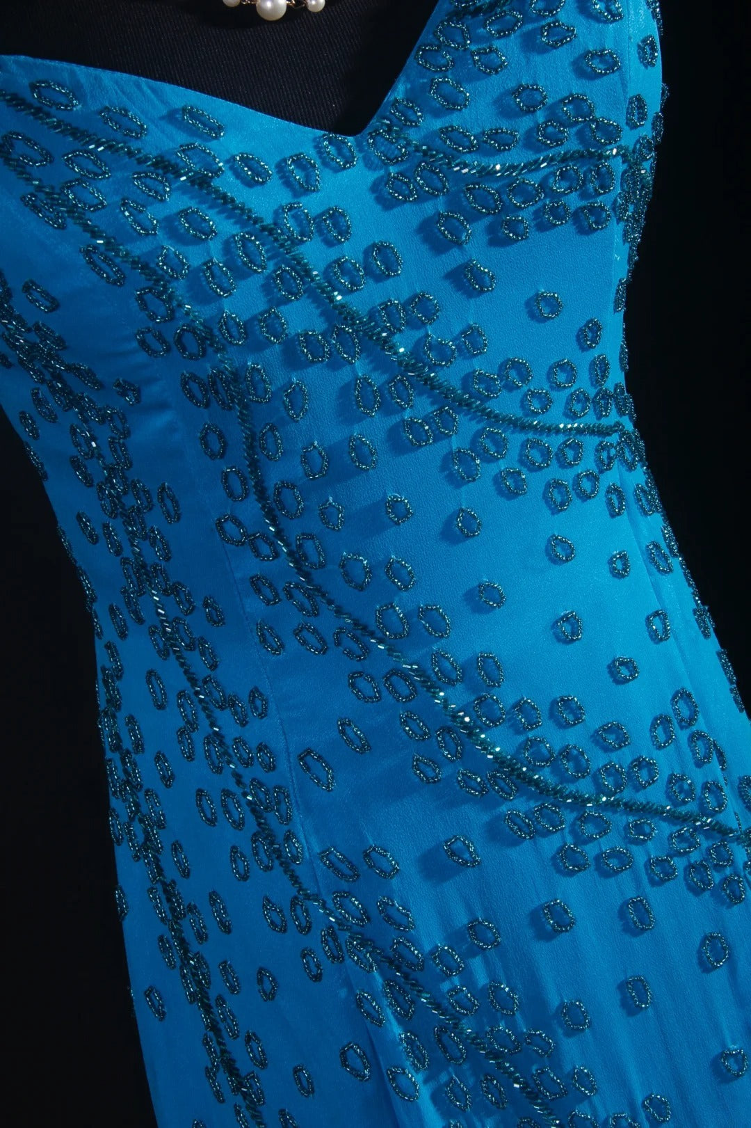 Vintage 1950s Formal Mermaid Spaghetti Strap Royal Blue Chiffon With Beads Sleeveless Long Prom Dresses Party Formal Gowns AS083