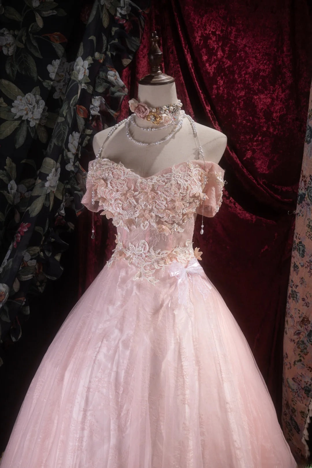 Pretty Ball Gown Off The Shoulder Pink With Appliqued Long Quince Dress Quinceanera Dresses Formal Birthday Outfits RB8102