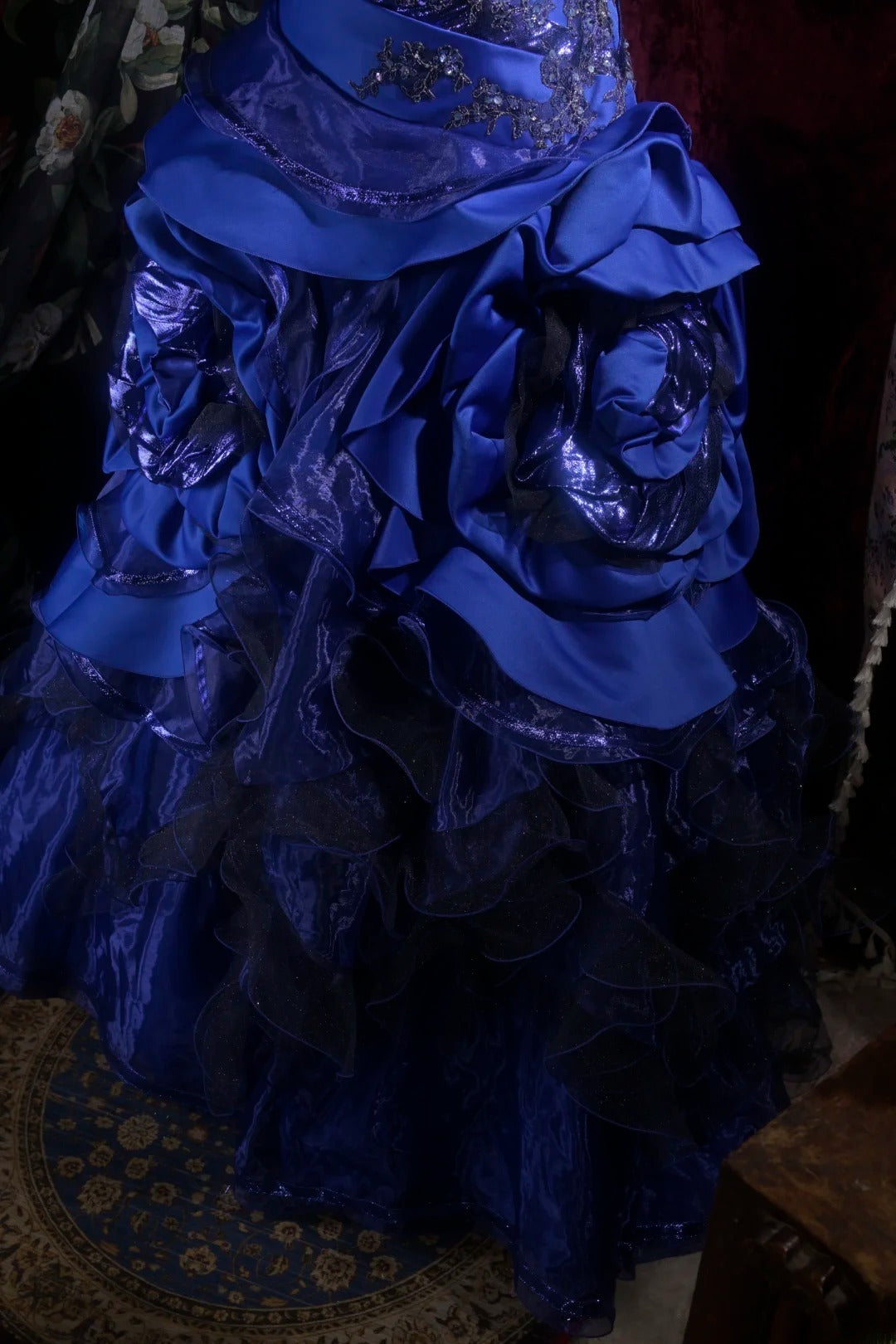 Pretty Ball Gown Strapless Royal Blue With Tiered Layers Long Quince Dress Quinceanera Dresses Formal Birthday Outfits RB8103