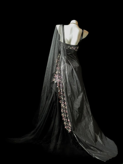 Vintage 70s Prom Dresses Mermaid Spaghetti Strap Grey Lace Long Evening Dress Formal Outfits RB5891