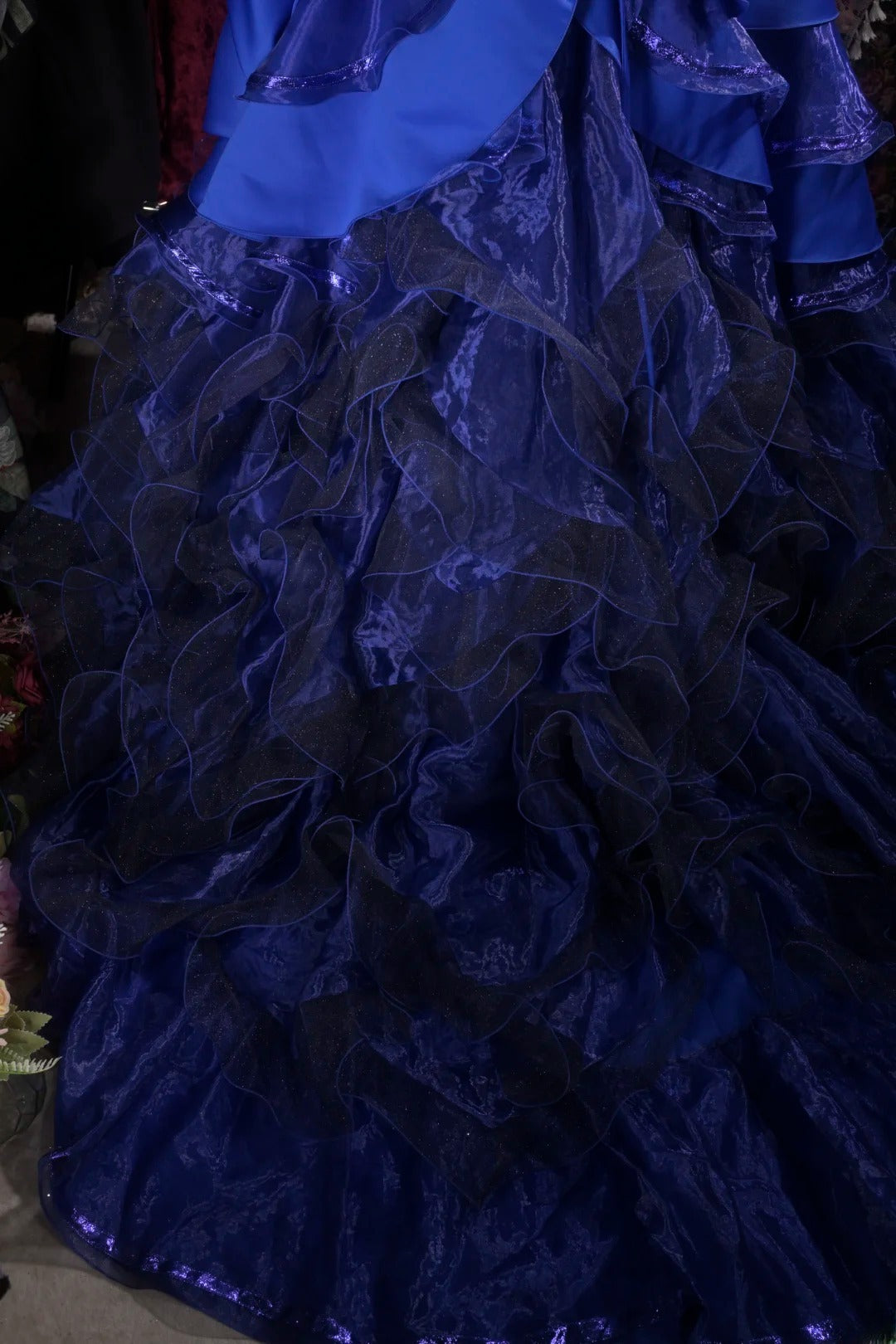Pretty Ball Gown Strapless Royal Blue With Tiered Layers Long Quince Dress Quinceanera Dresses Formal Birthday Outfits RB8103