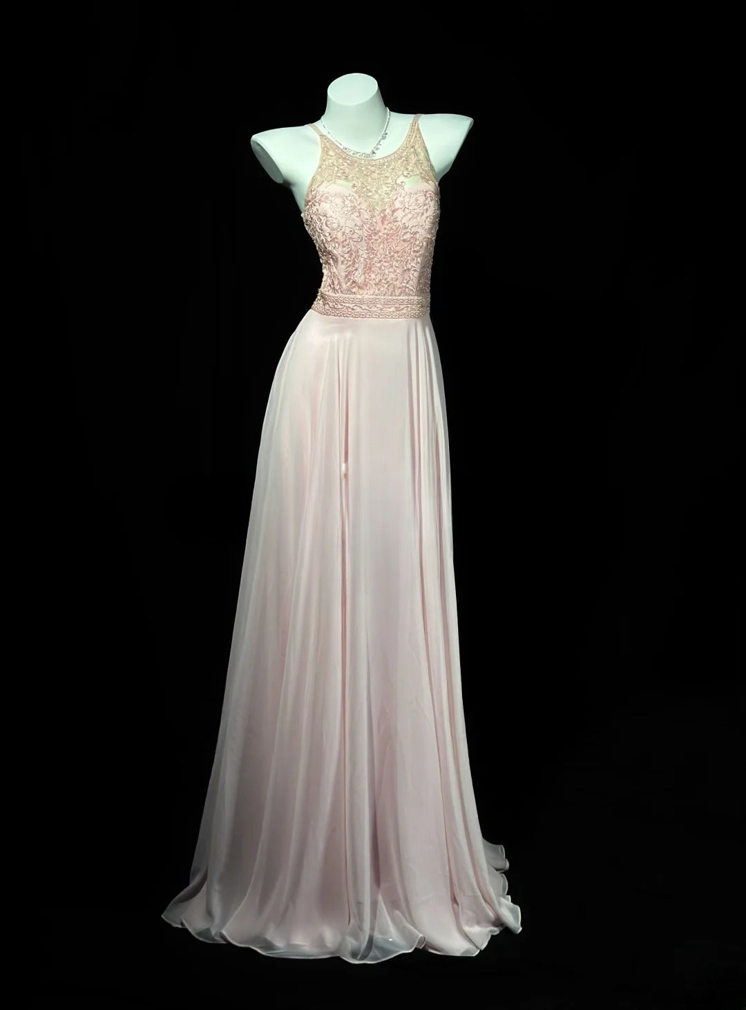 Vintage 80s Prom Dresses A line Scoop Pink Chiffon With Beading Lace Long Evening Dress Formal Outfits RB5892