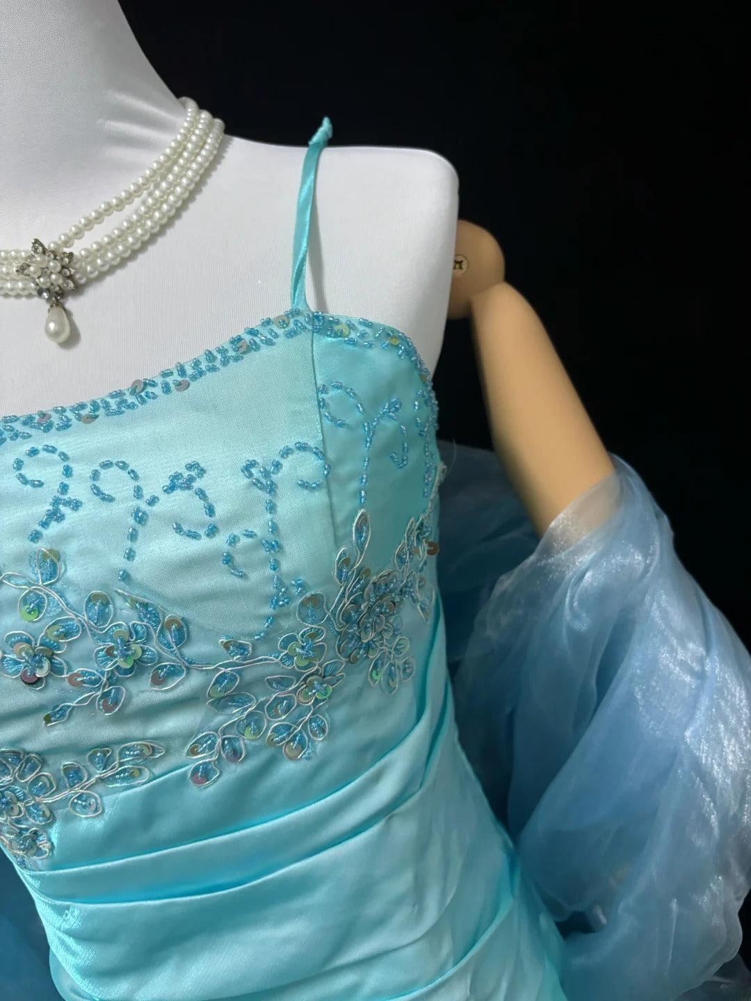 Vintage Mermaid Spaghetti Strap Blue Satin With Scarf Long Prom Dress Formal Outfits Party Dresses RB7457