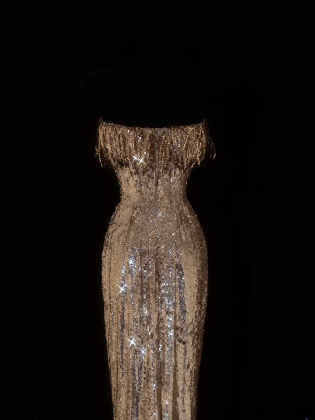 Classy Sheath 1950s Formal Strapless Gold Sequins Style Impress Long P – RubyFashionDress