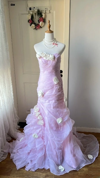 Prom Dress Long Mermaid Sweetheart Lilac With Flowers Formal Party Gown For Women RC0456