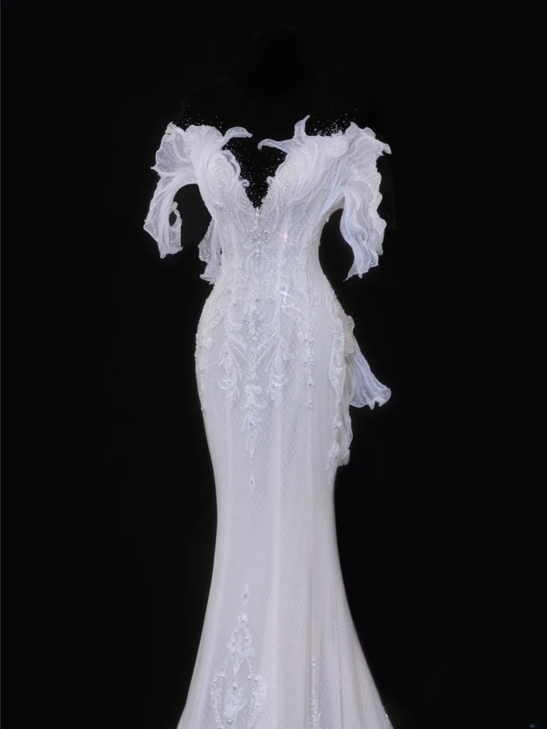 Elegant Women's Mermaid Sweetheart With Pleated Appliques White Long Wedding Gowns Dresses SA088