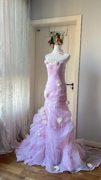 Prom Dress Long Mermaid Sweetheart Lilac With Flowers Formal Party Gown For Women RC0456