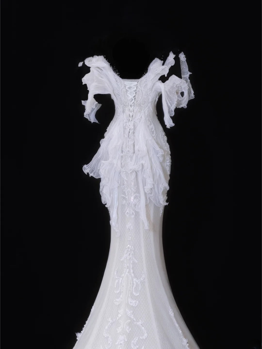 Elegant Women's Mermaid Sweetheart With Pleated Appliques White Long Wedding Gowns Dresses SA088