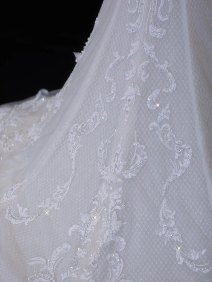 Elegant Women's Mermaid Sweetheart With Pleated Appliques White Long Wedding Gowns Dresses SA088