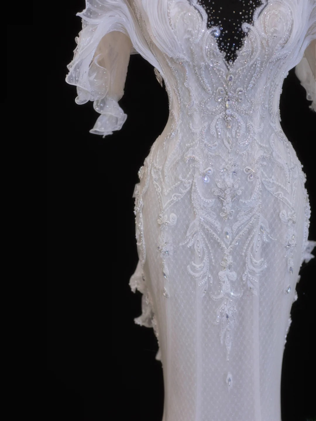 Elegant Women's Mermaid Sweetheart With Pleated Appliques White Long Wedding Gowns Dresses SA088