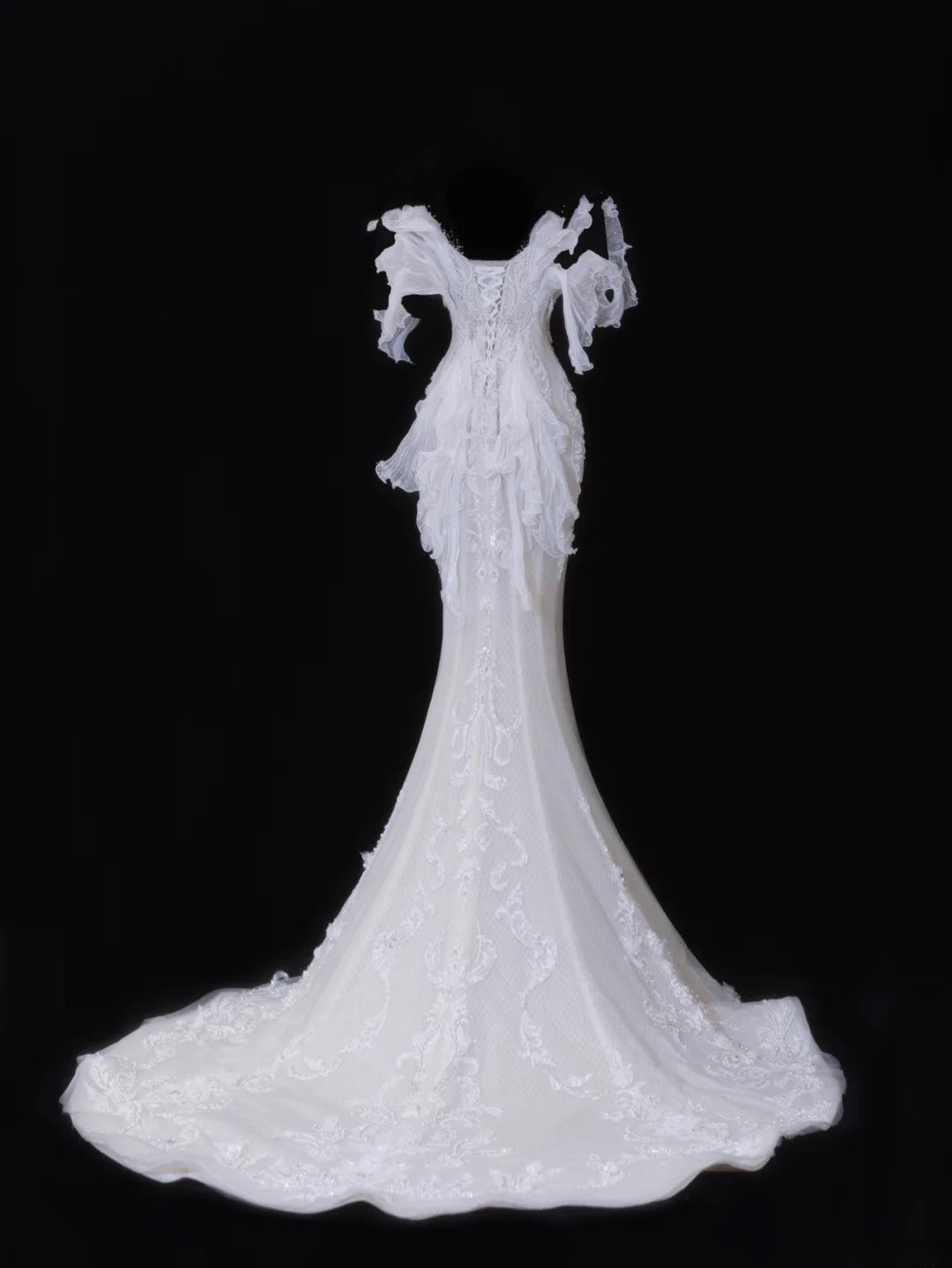 Elegant Women's Mermaid Sweetheart With Pleated Appliques White Long Wedding Gowns Dresses SA088