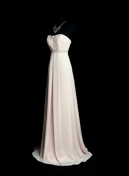 Vintage 80s Prom Dresses A line Sweetheart Light Pink Chiffon With Beading Lace Long Evening Dress Formal Outfits RB5896