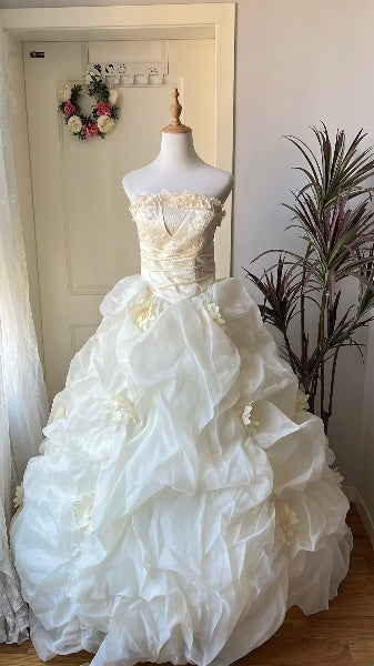 Dream Sweet 16 Dresses Long Strapless Light Yellow With Beading Ball Gown Sweet Sixteen Party Birthday Outfit RC0457