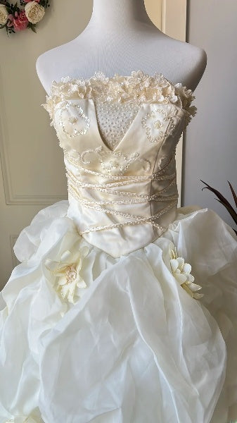 Dream Sweet 16 Dresses Long Strapless Light Yellow With Beading Ball Gown Sweet Sixteen Party Birthday Outfit RC0457