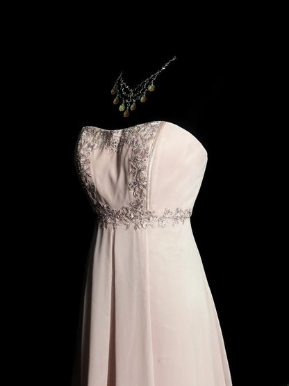 Vintage 80s Prom Dresses A line Sweetheart Light Pink Chiffon With Beading Lace Long Evening Dress Formal Outfits RB5896