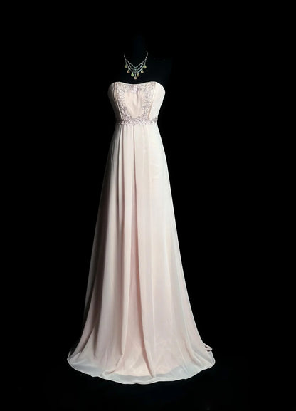 Vintage 80s Prom Dresses A line Sweetheart Light Pink Chiffon With Beading Lace Long Evening Dress Formal Outfits RB5896