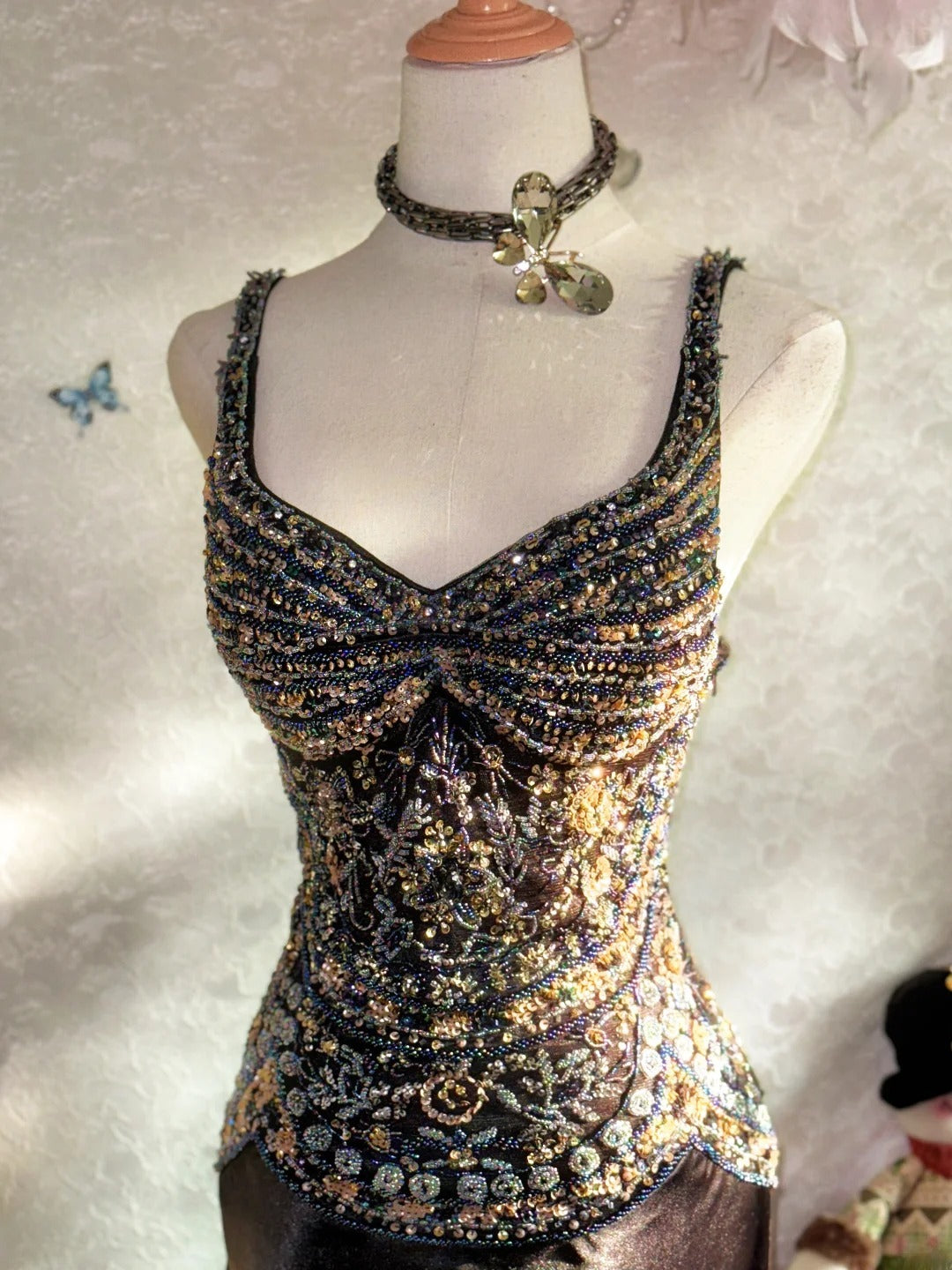 Vintage Prom Dresses Mermaid Spaghetti Strap Black Tie Dress Sleeveless With Beading Long Evening Formal Outfits RB3483