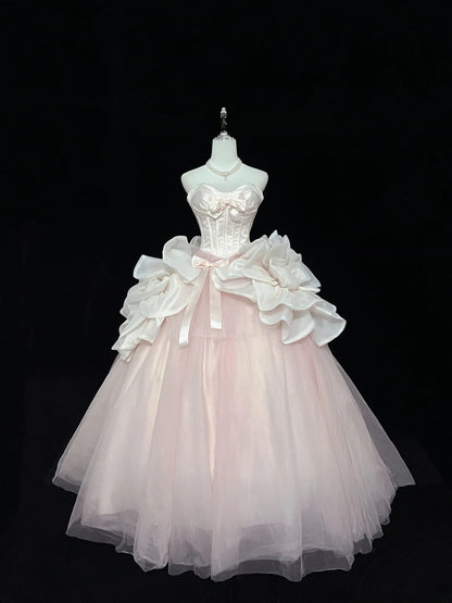 Cute Ball Gown Sweetheart Organza Tulle With Flowers Quince Dress Voluminous Sweet 16 Sweet Sixteen Outfits Vestido de 15 RB7461