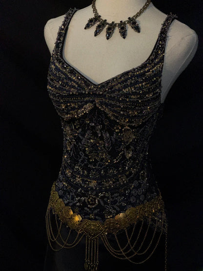 Vintage Prom Dresses Mermaid Spaghetti Strap Black Tie Dress Sleeveless With Beading Long Evening Formal Outfits RB3483