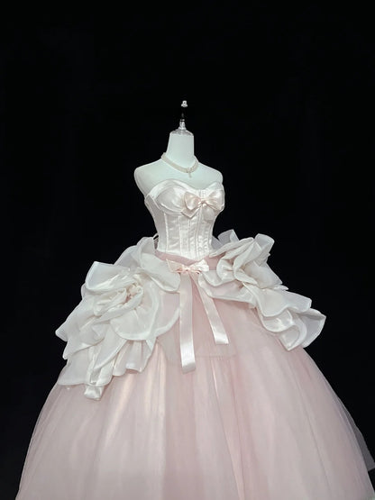 Cute Ball Gown Sweetheart Organza Tulle With Flowers Quince Dress Voluminous Sweet 16 Sweet Sixteen Outfits Vestido de 15 RB7461