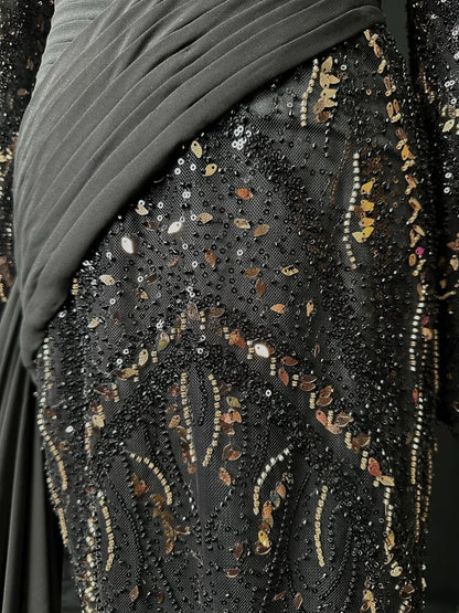 Vintage Prom Dresses Mermaid Off The Shoulder Sequin With Long Sleeves Prom Evening Dress Formal Outfits RB5899