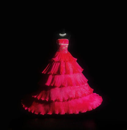 Sweet Ball Gown Strapless Hot Pink Long Quinceañera Dress Moda 2000 15 Quinceanera Dresses Ideas Sweet 16 Outfit RB7082