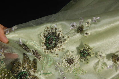 Vintage A line Spaghetti Strap Sage Green Tulle Tea Length Party Dress With Beads 1950s Retro Classy Birthday Dinner Prom Dresses AS093