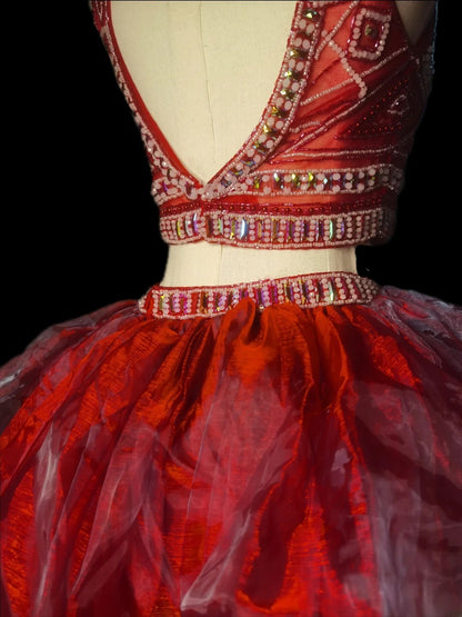Classic Ball Gown 2 Pieces Burgundy Tulle Sleeveless With Beads Long Prom Dresses Senior Graduation Dance Evening Outfits AS092