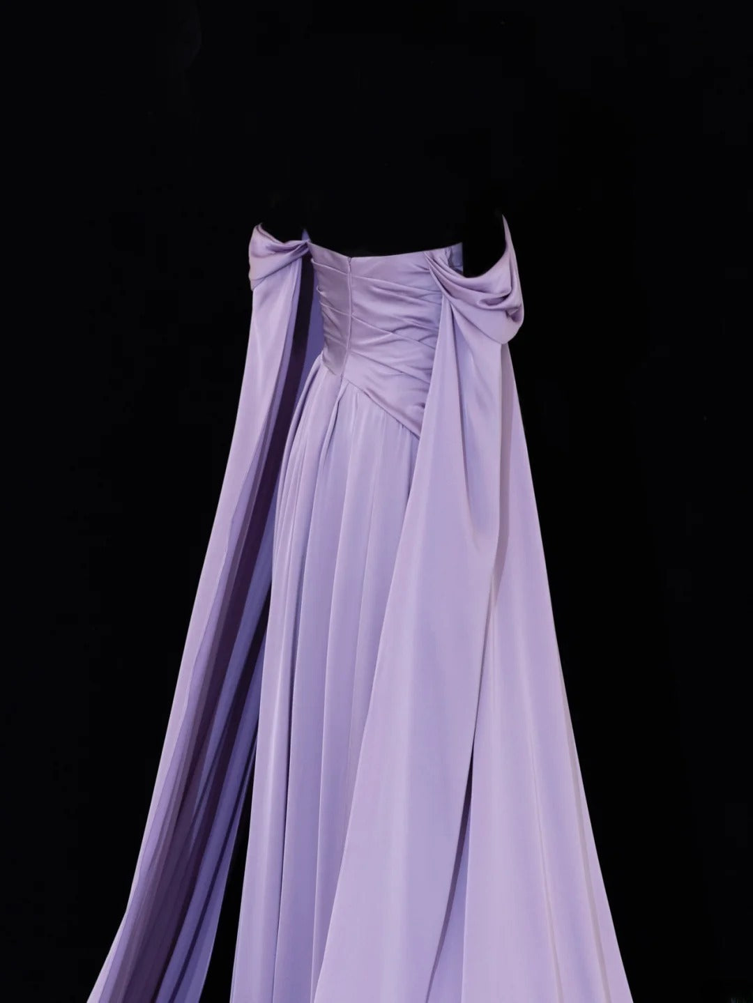Modest Prom Dresses Aesthetic Sheath Off The Shoulder Lilac Inspiration Style Impress With Sleeves Cape Long Party Formal Gown SA094